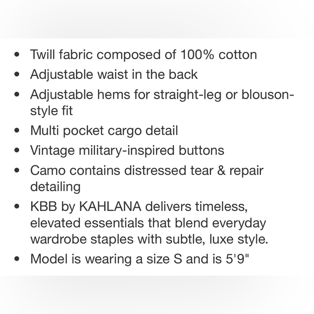 NWOT KBB by Kahlana Cream Cargo Jogger Pants - Picture 4 of 7